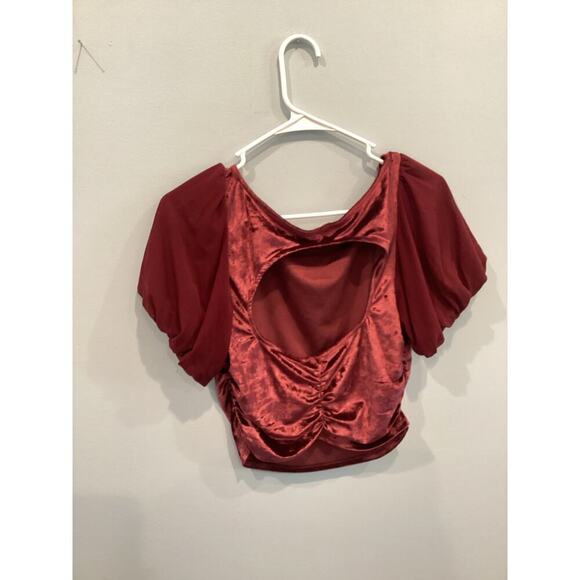 Free People Womens Velvet Crop Top Size M Midnight Mood Red Burgundy Whimsigoth - Picture 7 of 13